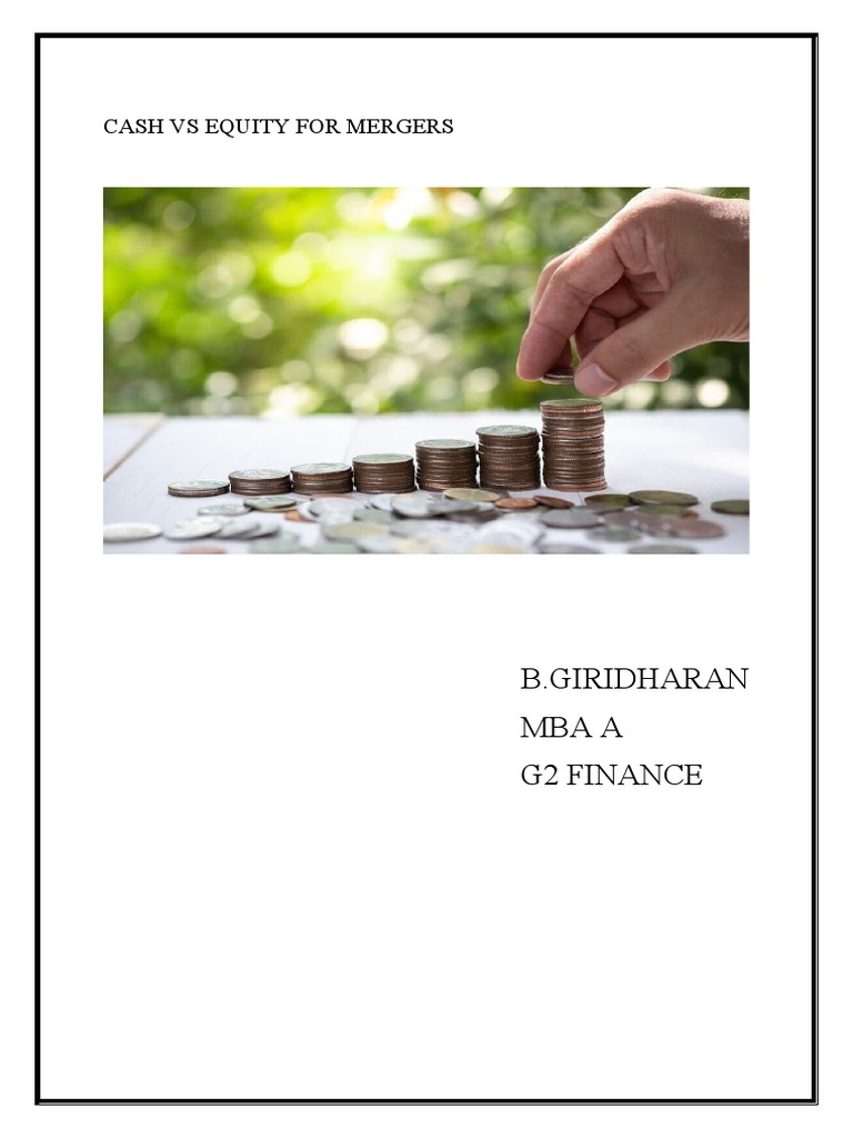 Cash Vs Equity For Mergers PDF Mergers And Acquisitions Cash
