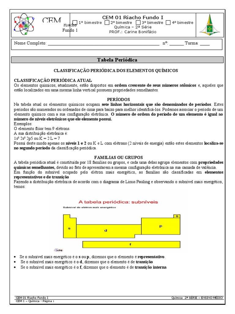 Aula Tabela Periodica | PDF | Tabela periódica | Metais de transição, image size:768x1024