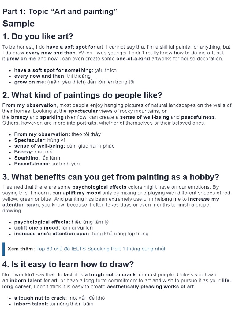 Sample 1. Do You Like Art? PDF Paintings The Arts