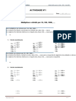 Escola Secundaria 3 de Felgueiras Matematica para A Vida Efa Nivel b3 Actividade N I Multiplicar e Dividir Por 10 100 1000