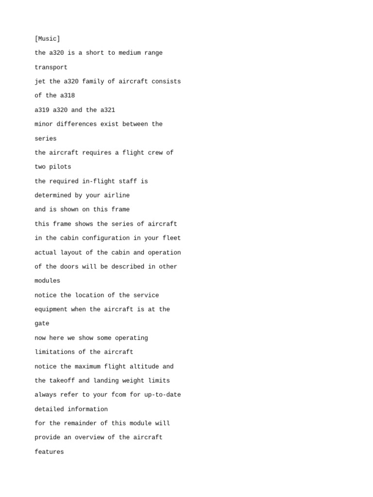 English Auto Generated A320 Cbt Airbus 320 319 Course Aircraft