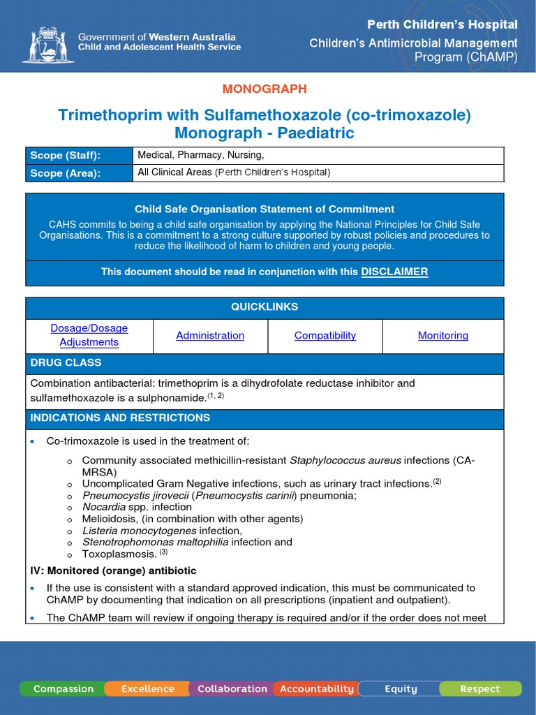 Trimethoprim With Sulfamethoxazole (CoTrimoxazole) Monograph