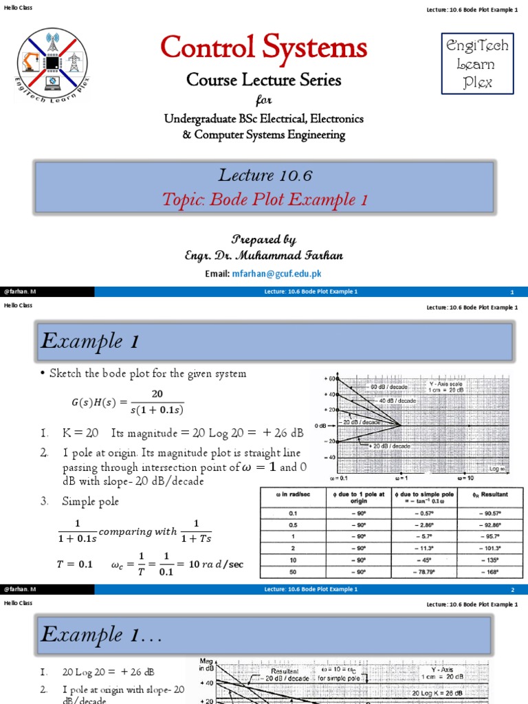 Bode Plot Example for Control Systems | PDF | Electromagnetism ...