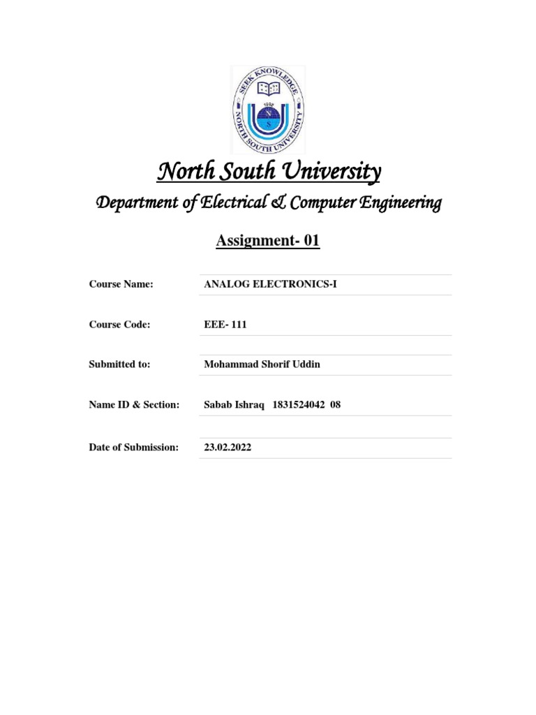 Analog Electronics Assignment EEE-111 | PDF