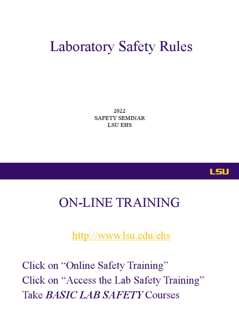 Laboratory Safety Rules Spring LSU202201 PDF Laboratories Clothing