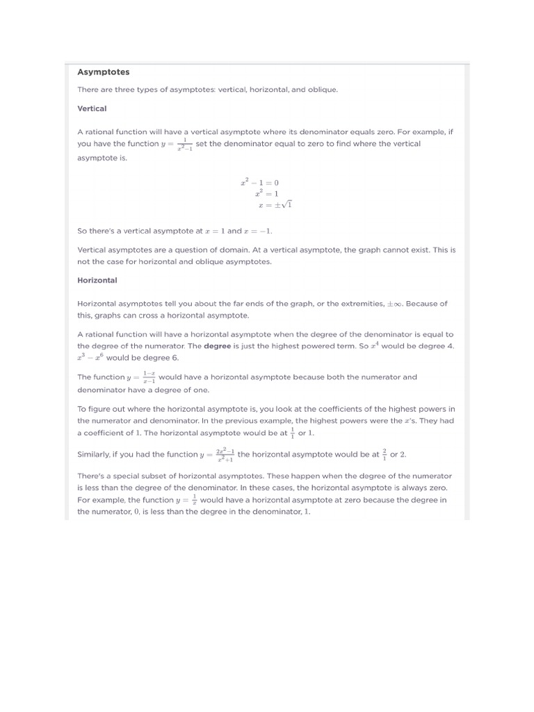 Asymptotes Notes PDF
