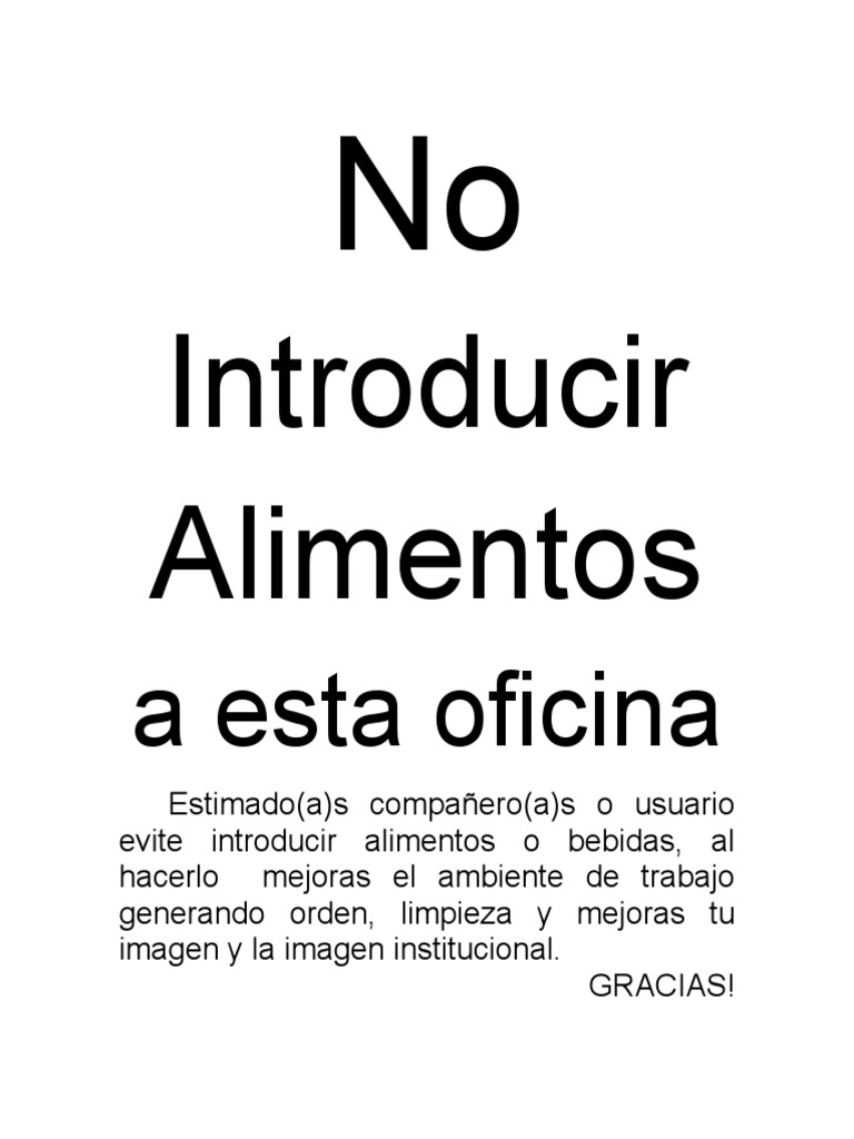 Prohibido Introducir Alimentos y Bebidas | PDF