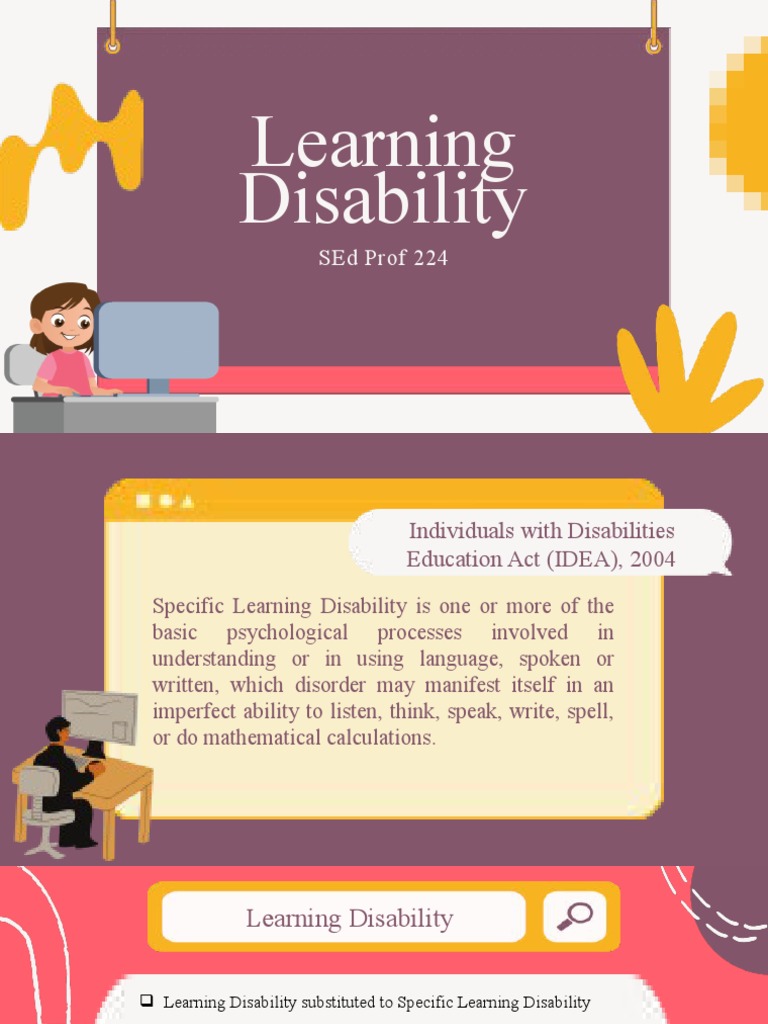 Learning Disability: Sed Prof 224 | PDF | Learning Disability | Applied ...