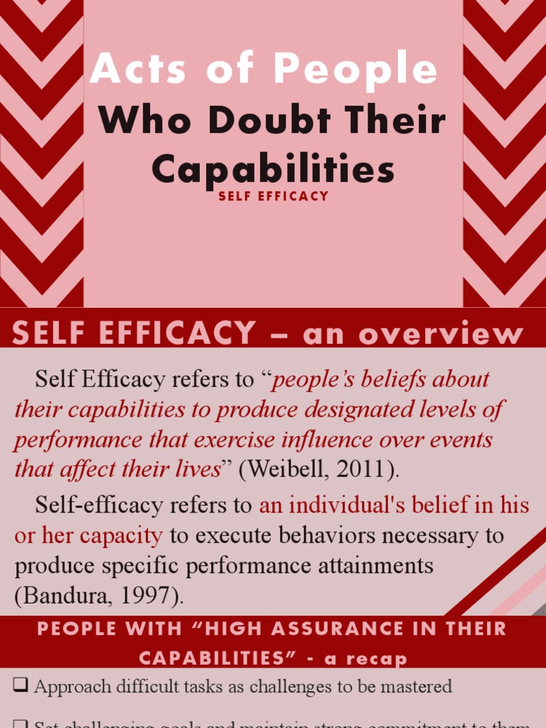 Acts of People Who Doubt Their Capabilities | PDF | Self Efficacy ...