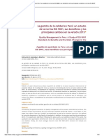 La Gestión de La Calidad en Perú - Un Estudio de La Norma ISO 9001, Sus Beneficios y Los Principales Cambios en La Versión 2015