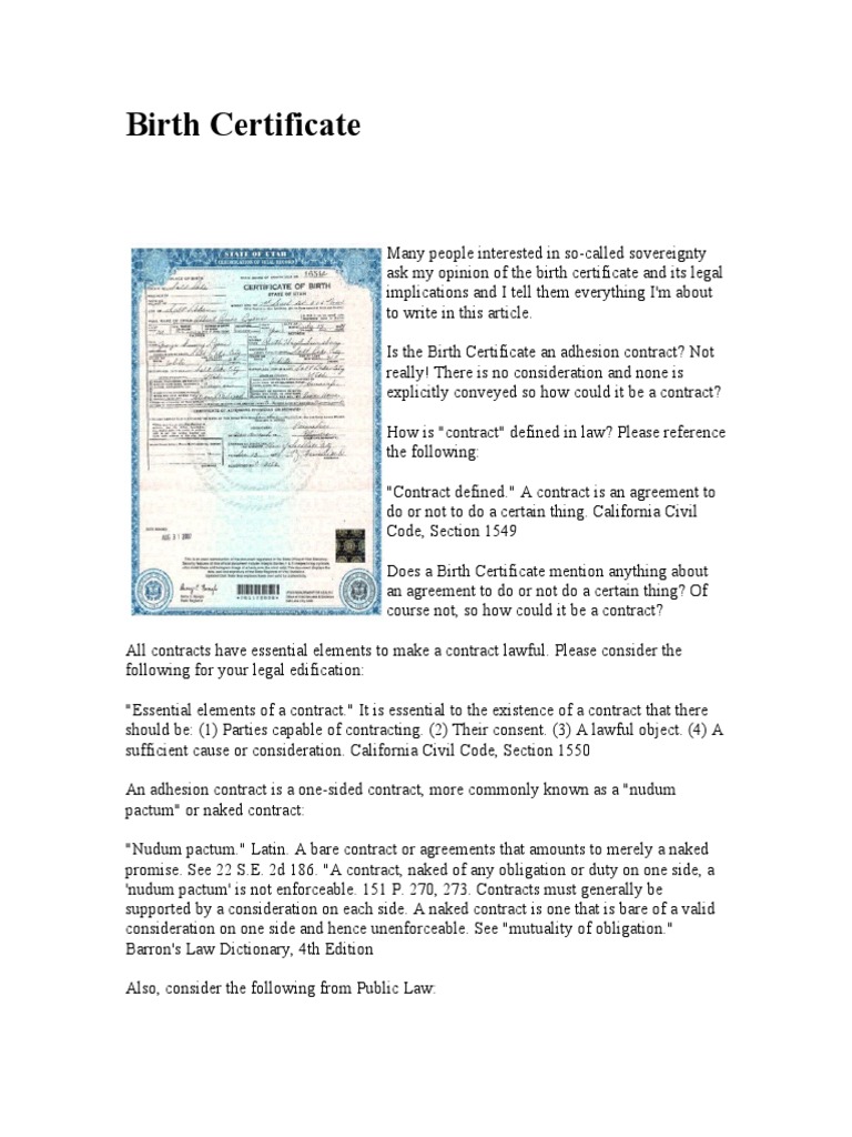 Birth Certificates Explained | PDF | Ships | Consideration