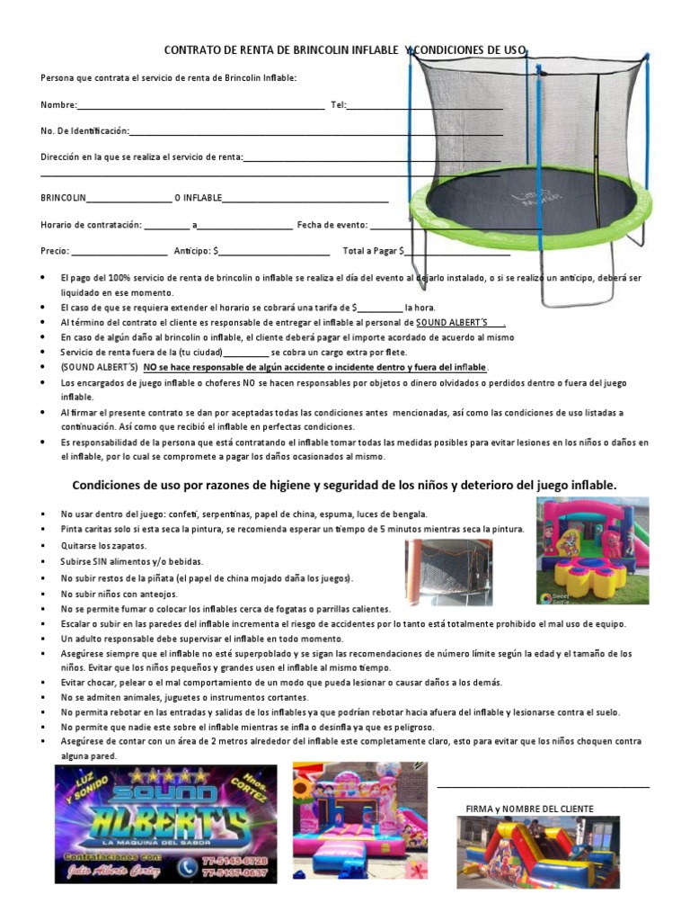 Contrato para Renta de Brincolin Inflable PDF