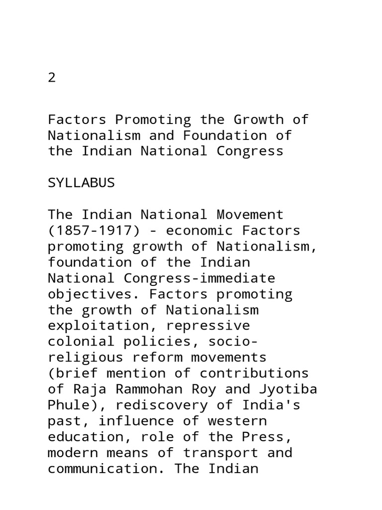 Factors Driving Indian Nationalism | PDF | Indian National Congress