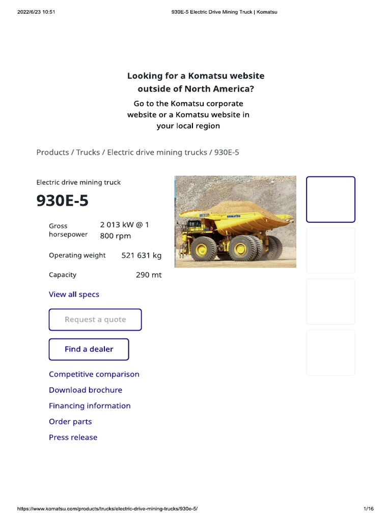 Komatsu 930E Series Overview | PDF
