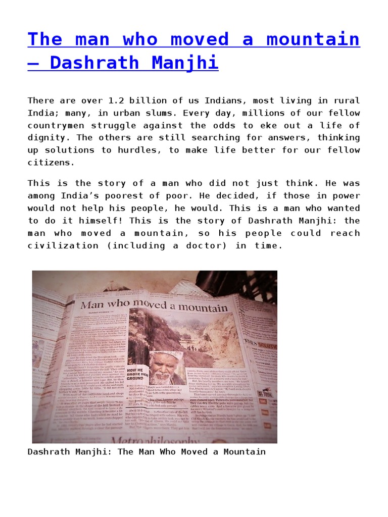 The Man Who Moved A Mountain Dashrath Manjhi PDF Religion