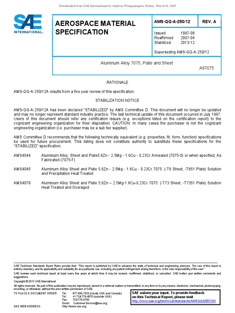 Ams QQ A250 12 PDF Specification (Technical Standard) Heat Treating