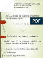 Aula - 03 Dimensionamento de Instalações de Esgoto Sanitário