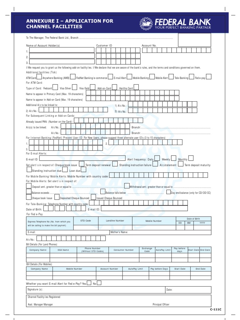 Federal Bank Add-On Facility Request Form | PDF | Finance & Money ...