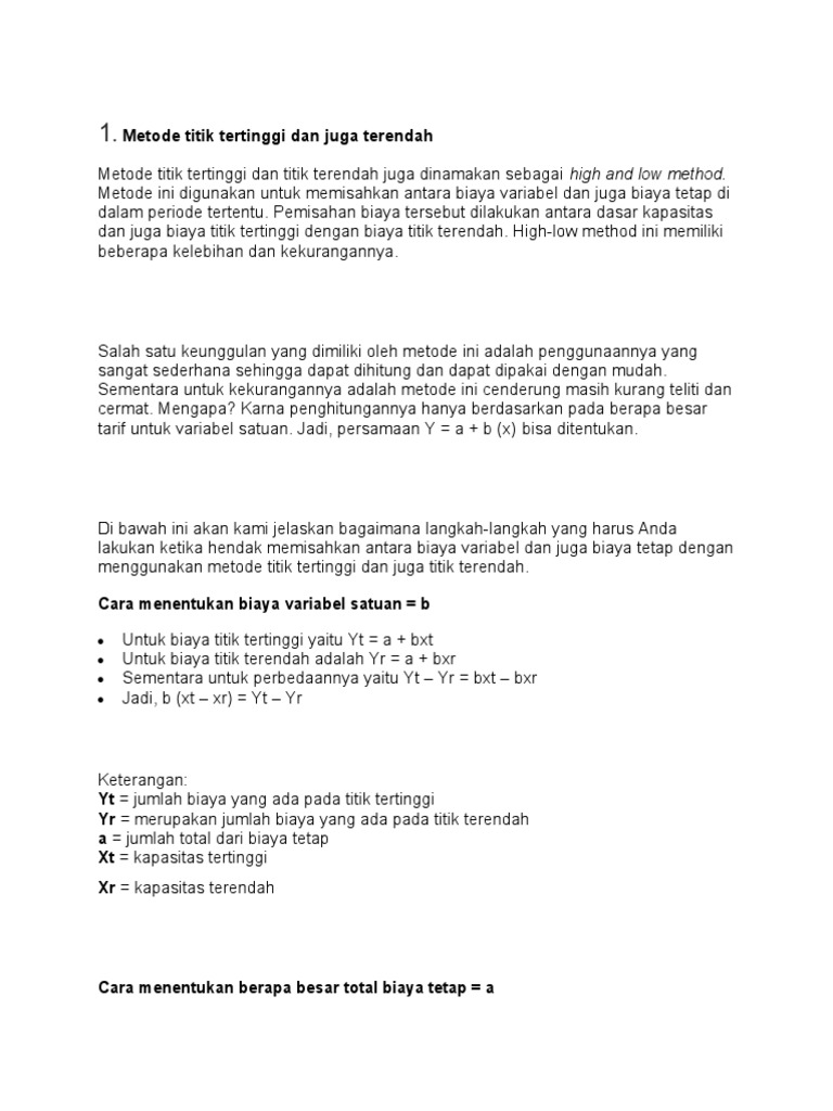 Metode Titik Tertinggi dan Terendah | PDF