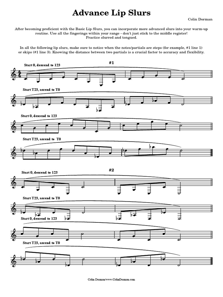 CSD Advanced Lip Slurs v2 PDF Musical Instruments