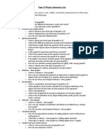 Year 9 Physics Revision Checklist