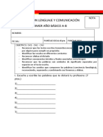 Evaluación Lenguaje y Comunicación Primer Semestre 1°básico