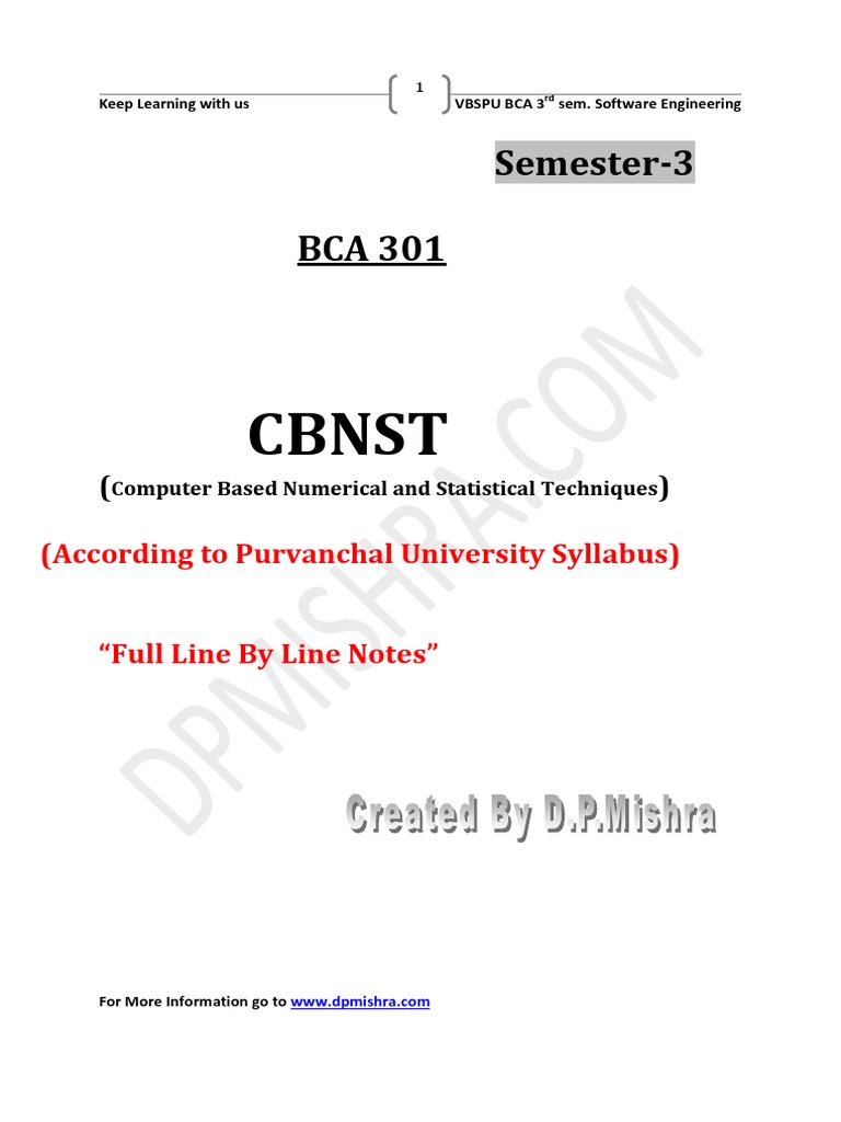 CBNST Notes For BCA PU 3rd Sem Based On Syllabus PDF PDF Numerical Analysis Finite Difference