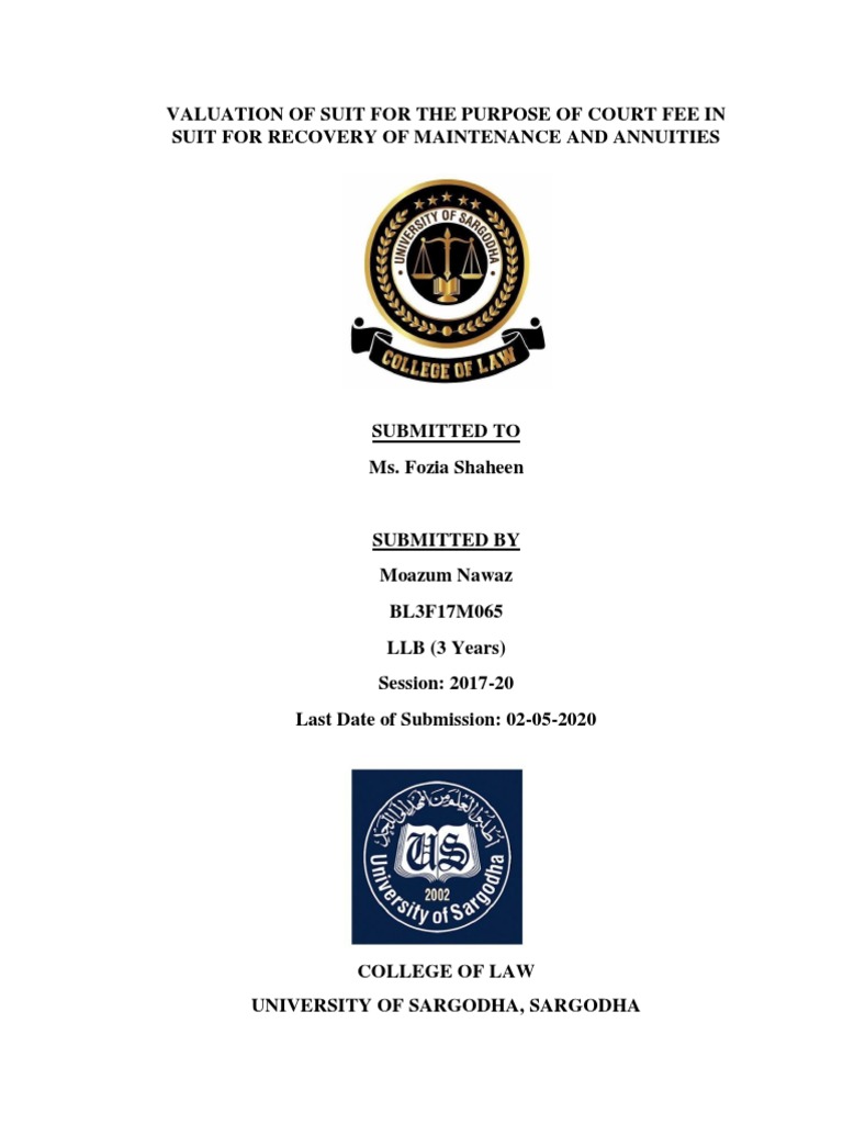 5 Valuation of Suit For The Purpose of Court Fee in Suit For Recovery