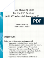 Critical Thinking Skills For The 21 Century (4IR: 4 Industrial Revolution)