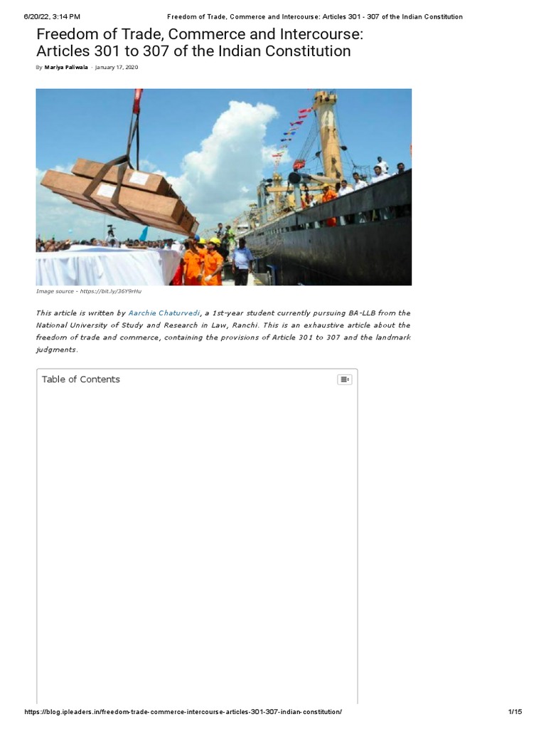 Freedom of Trade: Articles 301-307 Explained | PDF | Taxes | Free Trade