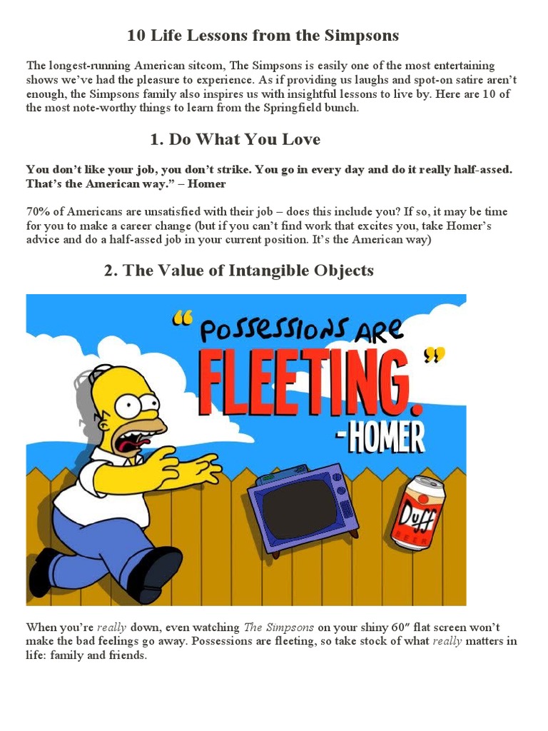 Life Lessons from The Simpsons | PDF | The Simpsons