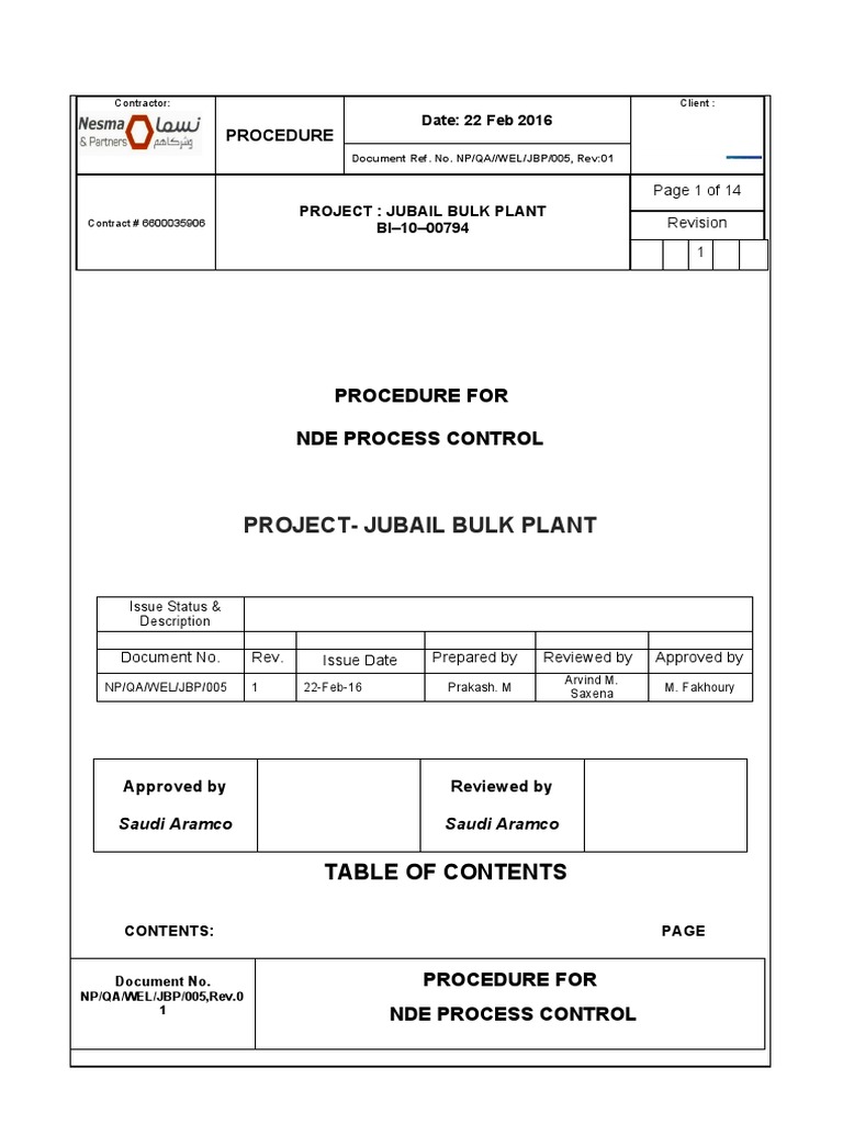 NDE Process Control Procedure | PDF | Nondestructive Testing | Construction