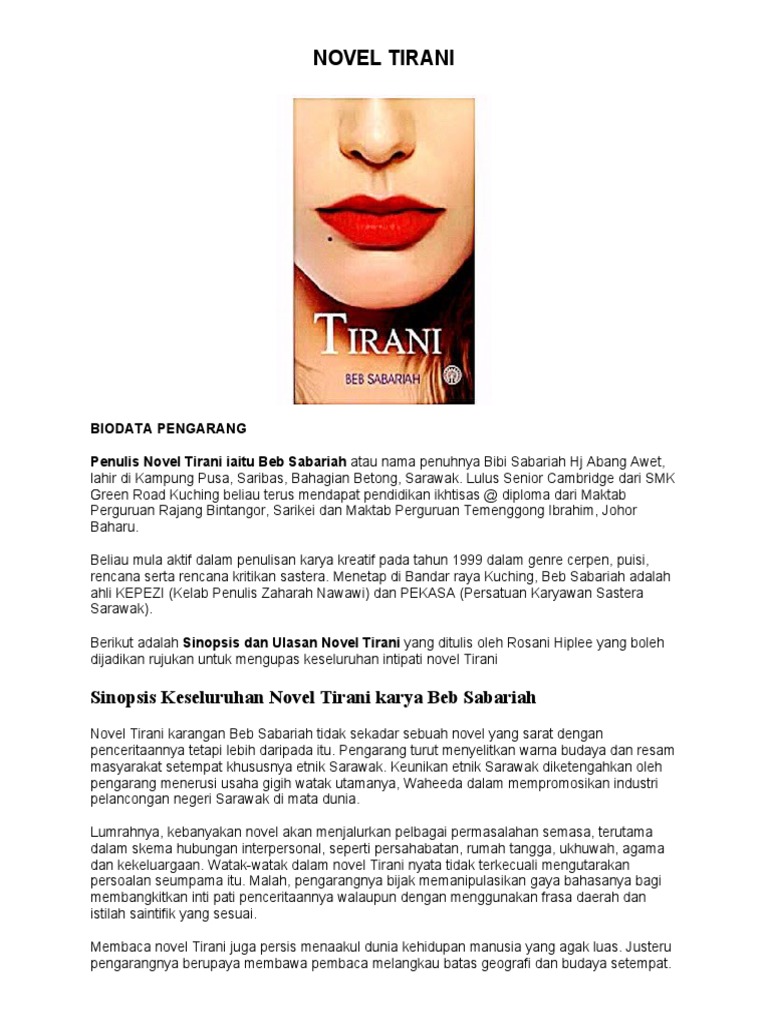 Novel Tirani (Sinopsis) | PDF