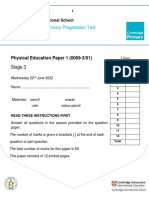 Physical Education Cambridge Progression Test P1 - ST3 (2022)