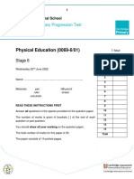 Physical Education Cambridge Progression Test P1 - ST6 (2022)