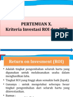 Pert X. Kriteria Investasi Roi Dan Bep