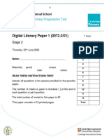 Digital Literacy Cambridge Progression Test p1 - St2 (2022)