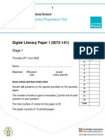 Digital Literacy Cambridge Progression Test p1 - St1 (2022)