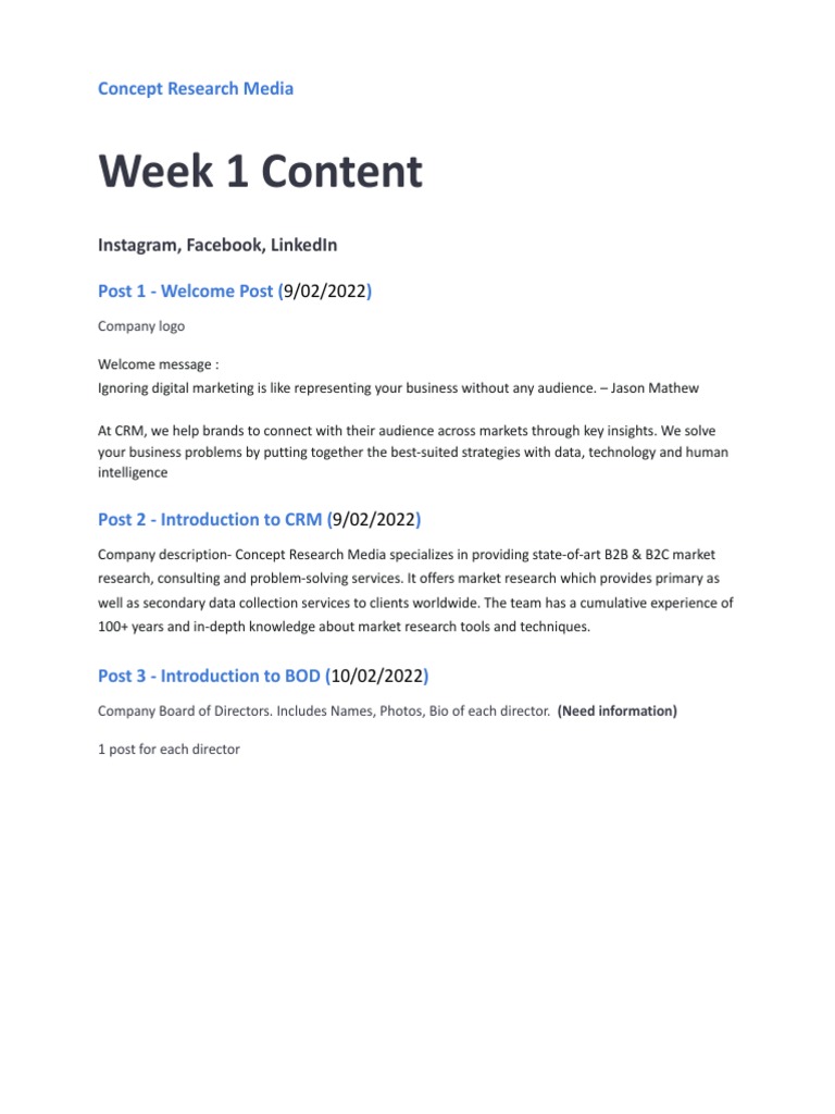 Week 1 Content | PDF | Customer Relationship Management | Marketing ...
