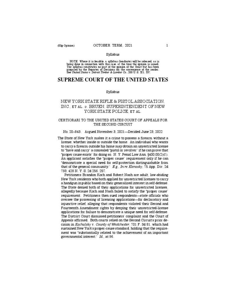 SCOTUS Bruen | PDF | Concealed Carry In The United States | Second ...