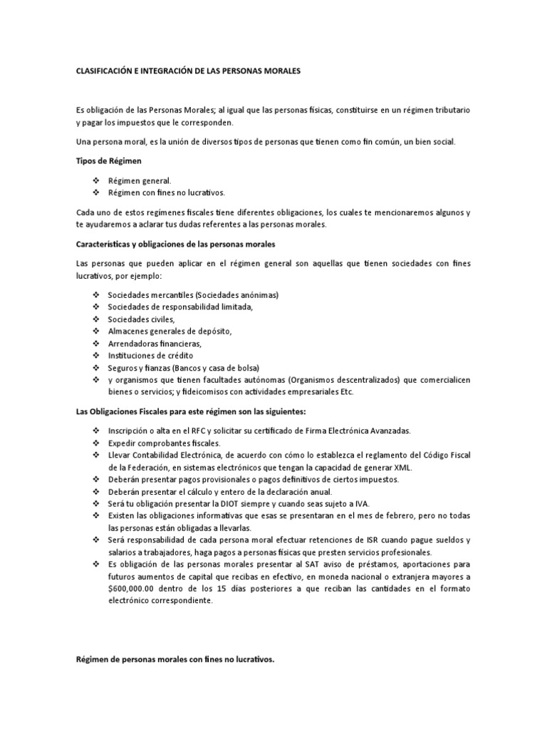 Régimen Fiscal de Personas Morales | PDF | Impuesto sobre la renta ...