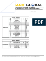 List of Spares: SR. NO. Item Description Qty. UOM