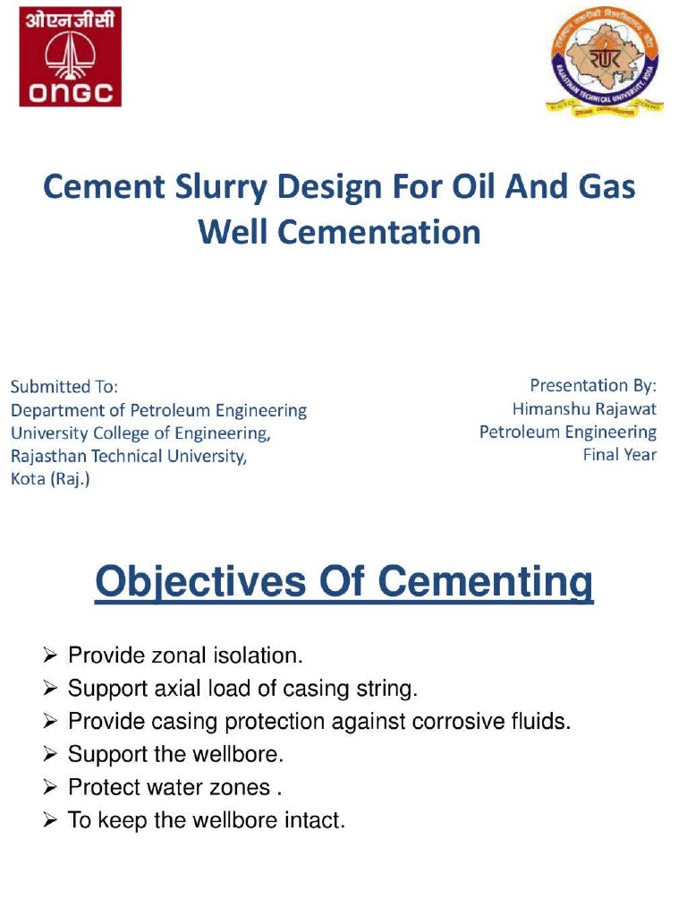 Cement Slurry Design For Oil and Gas Well Cementation | PDF