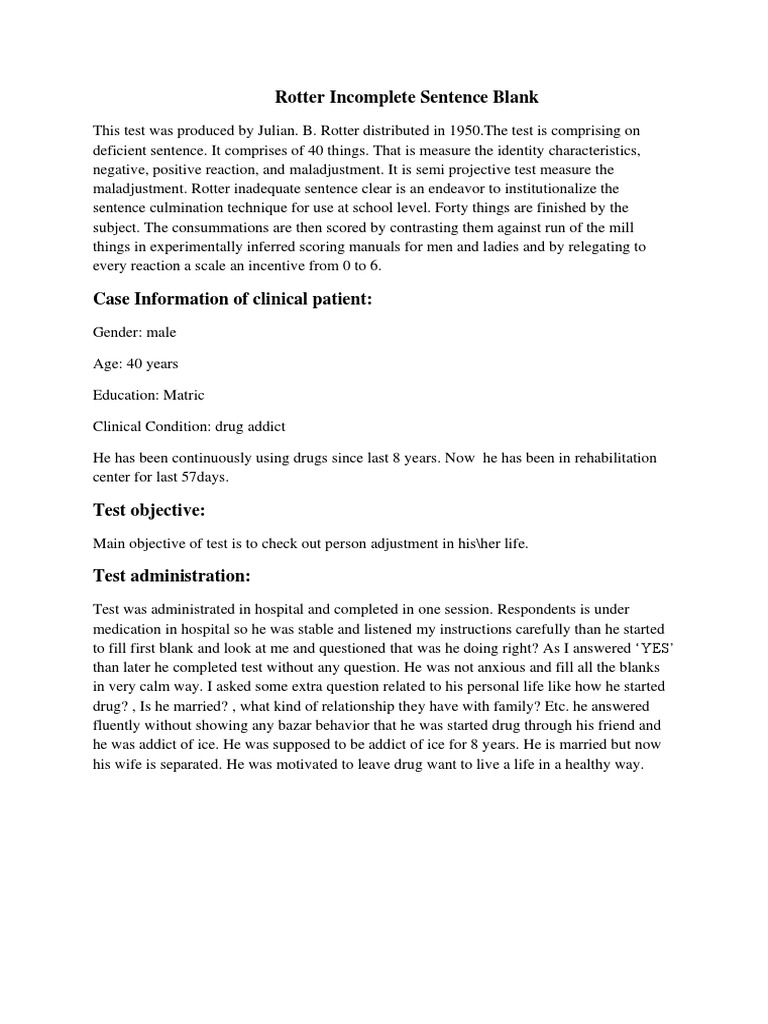 Rotter incomplete sentence blank pdf mental health