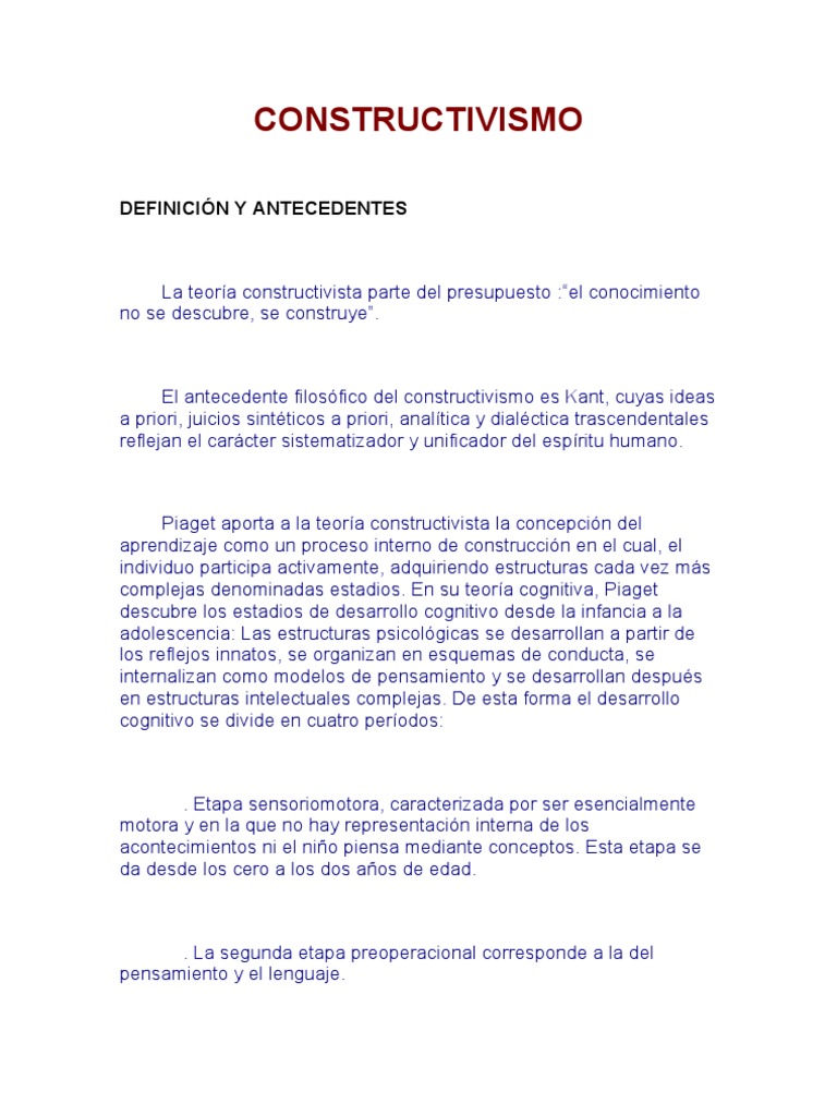 CONSTRUCTIVISMO | PDF | Constructivismo (filosofía de la educación ...