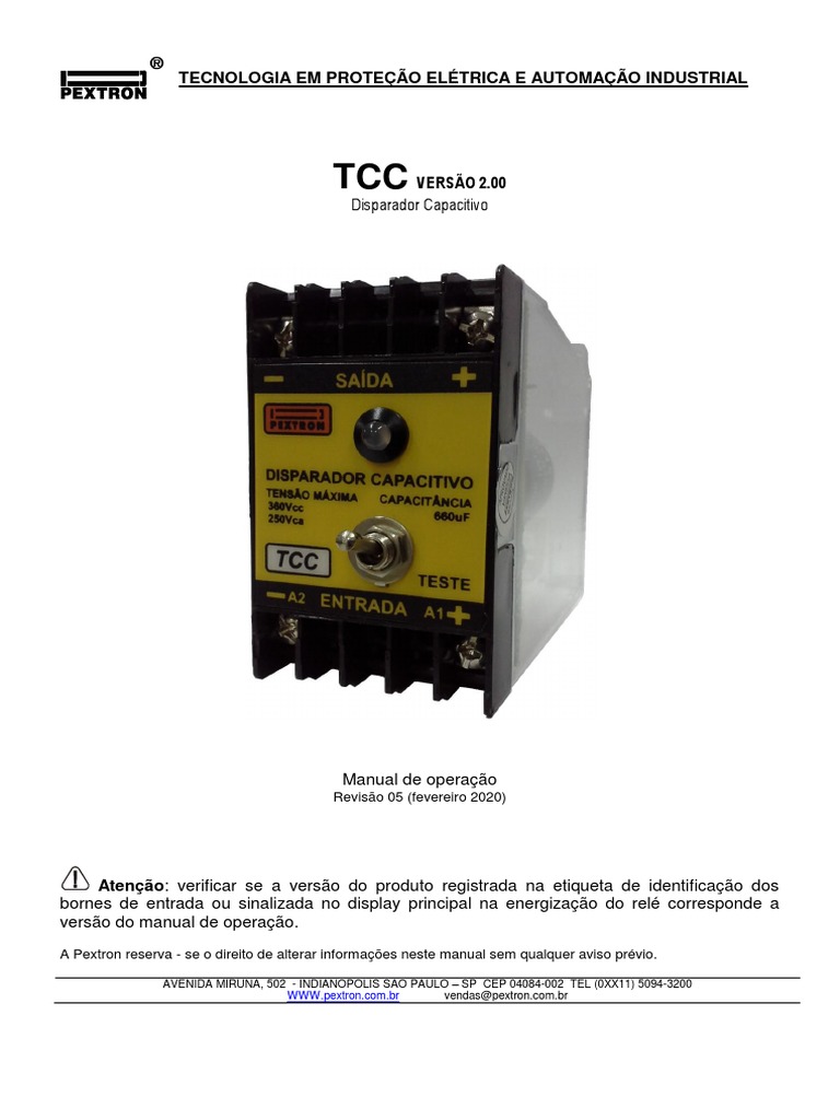 TCCV 200 R 05 | PDF | Capacitor | Relé
