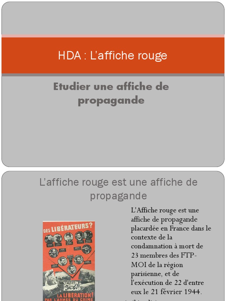 Contexte et impact de l'Affiche Rouge | PDF | Résistance française ...