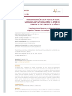 Transformación de La Vivienda Rural Mexicana Ante La Migración. El Caso de Una Localidad en Puebla, México