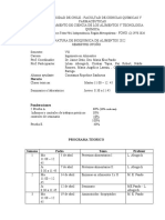 Calendario Clases Bioquimica de Alimentos IA 2022