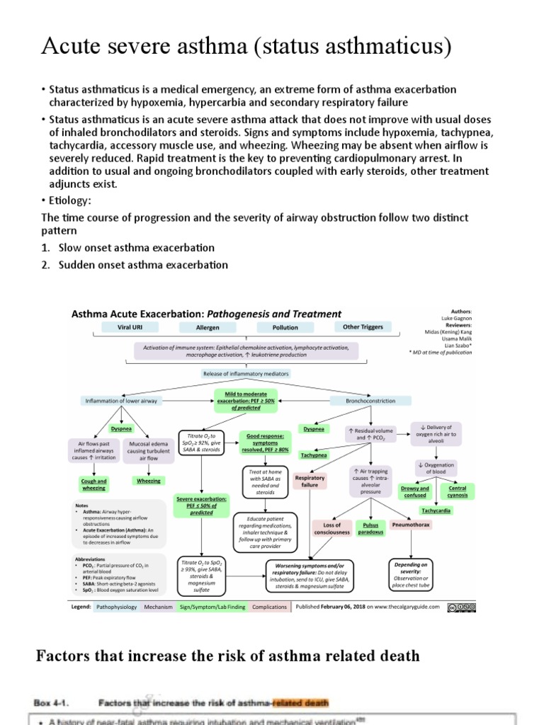 Acute Severe Asthma (Status Asthmaticus) PDF Asthma Breathing